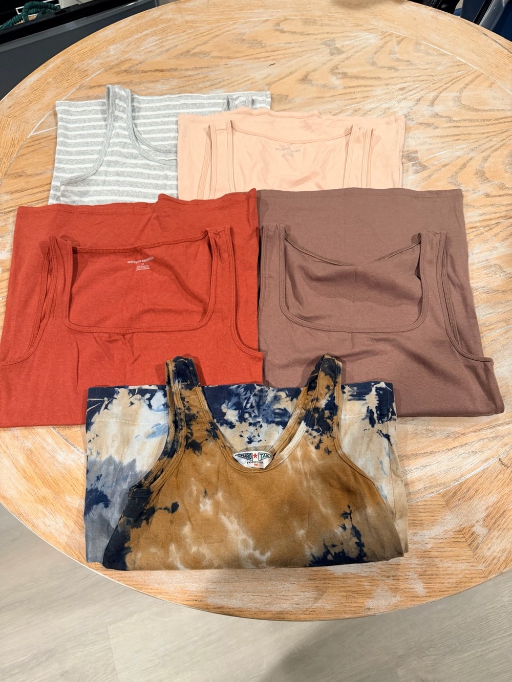 Mixed Tank Top Set - Tie-Dye, Rust, Brown, Peach, Gray Stripes Size M